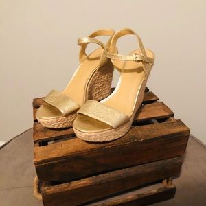 Michael Kors Gold Wedge Sandals Size 8
